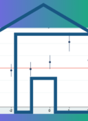 Traits d'une maison sur un graphe et sur un fond bicolore