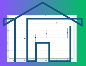 Traits d'une maison sur un graphe et sur un fond bicolore